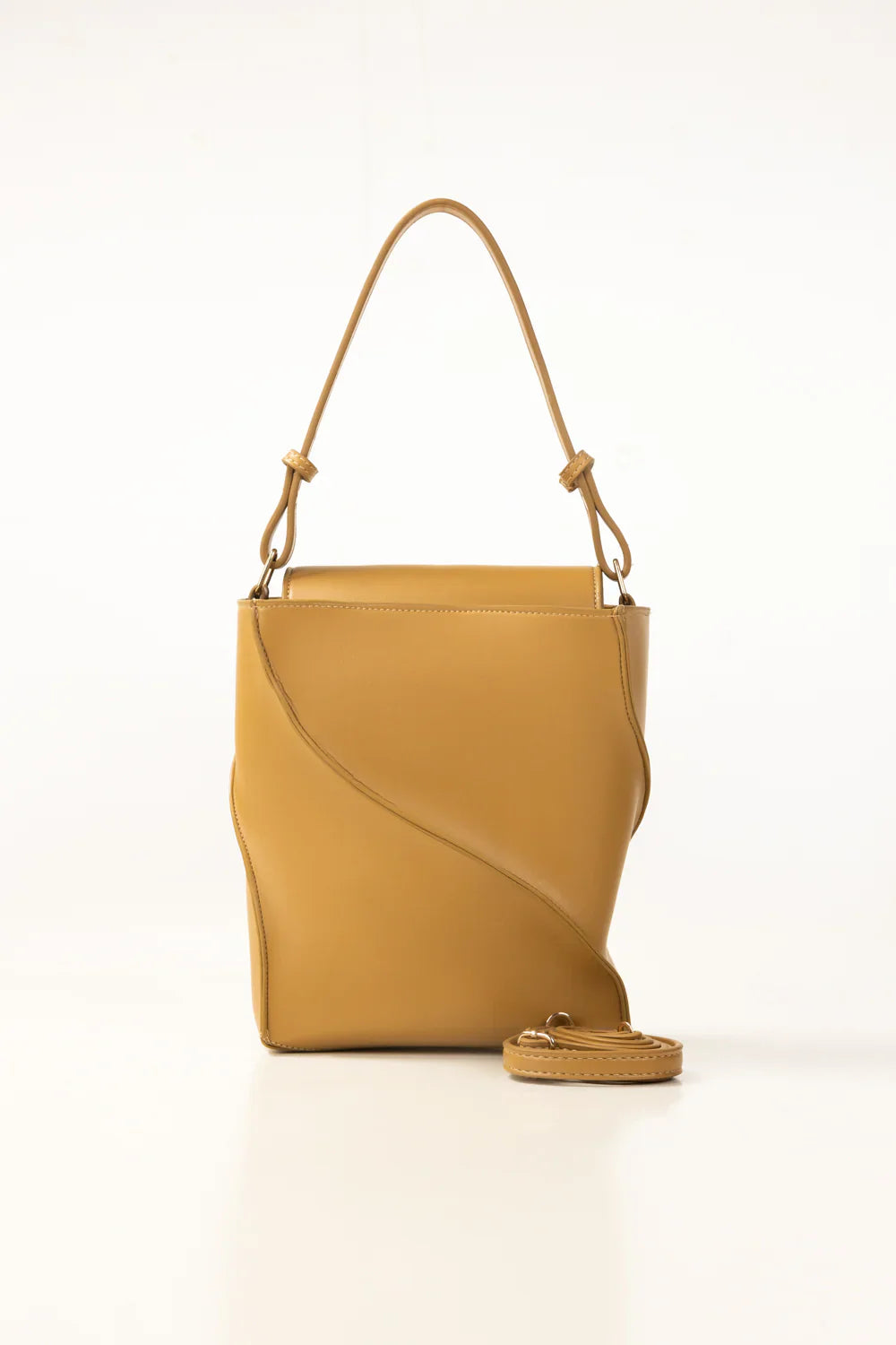 Tan Structured Bucket Bag