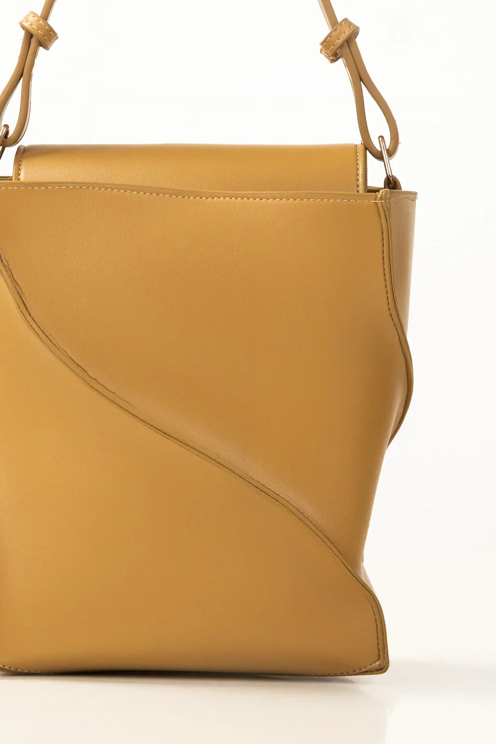 Tan Structured Bucket Bag
