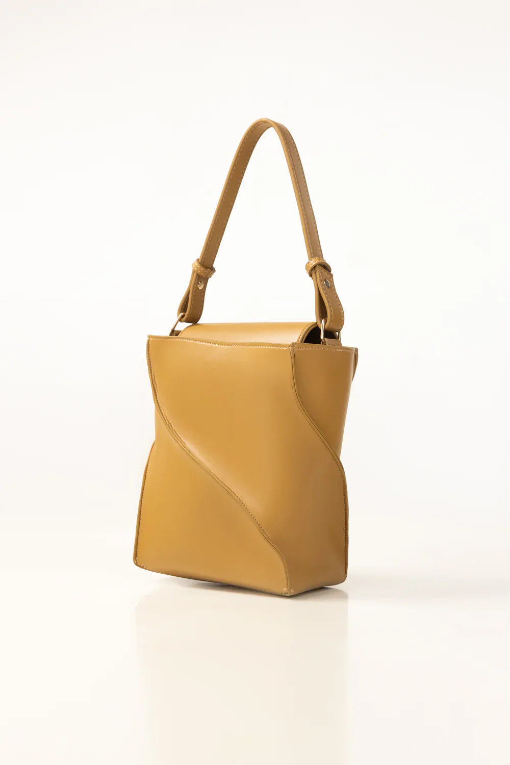 Tan Structured Bucket Bag