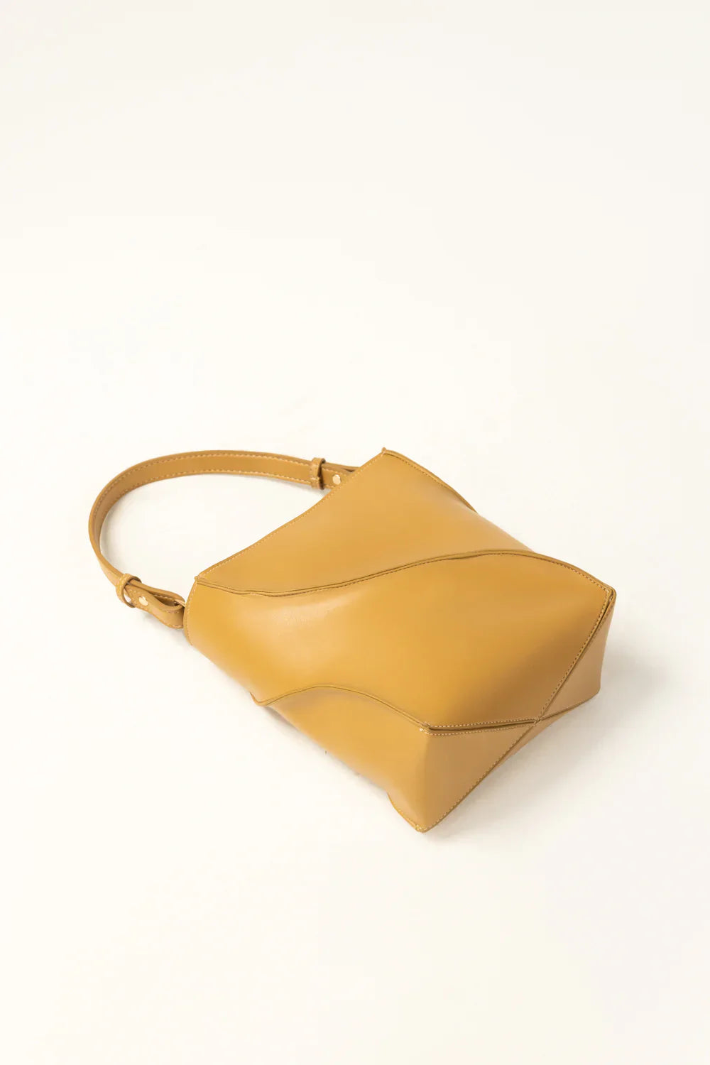 Tan Structured Bucket Bag
