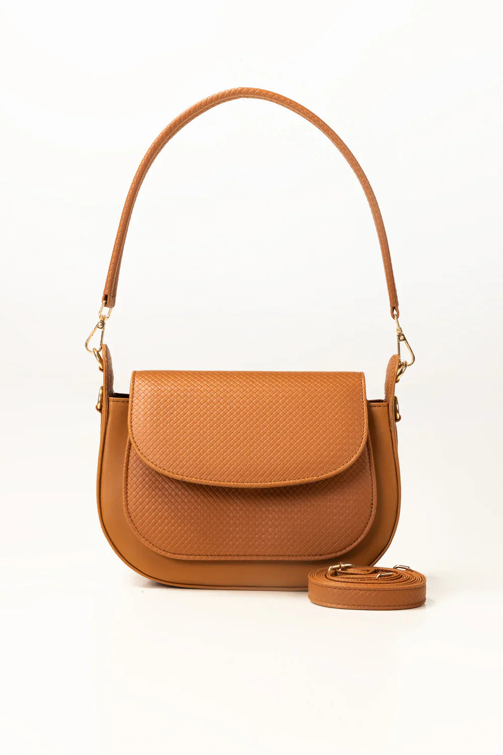 Tan Structured Shoulder Bag