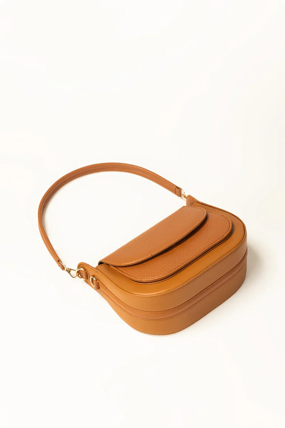 Tan Structured Shoulder Bag
