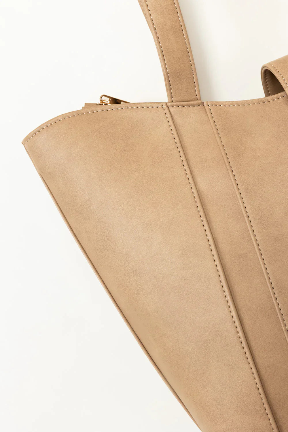 Beige Lock Shoulder Bag