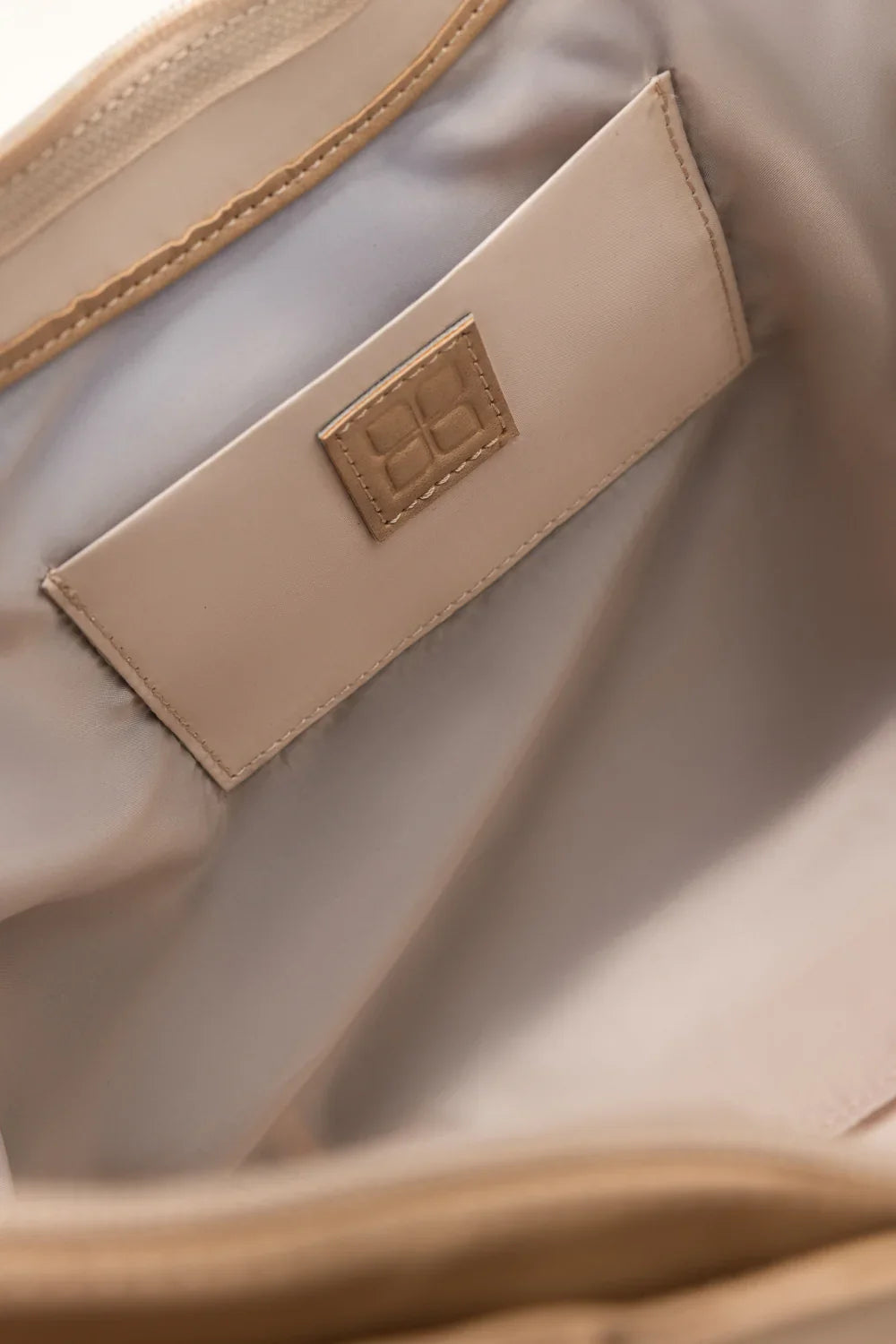 Beige Lock Shoulder Bag