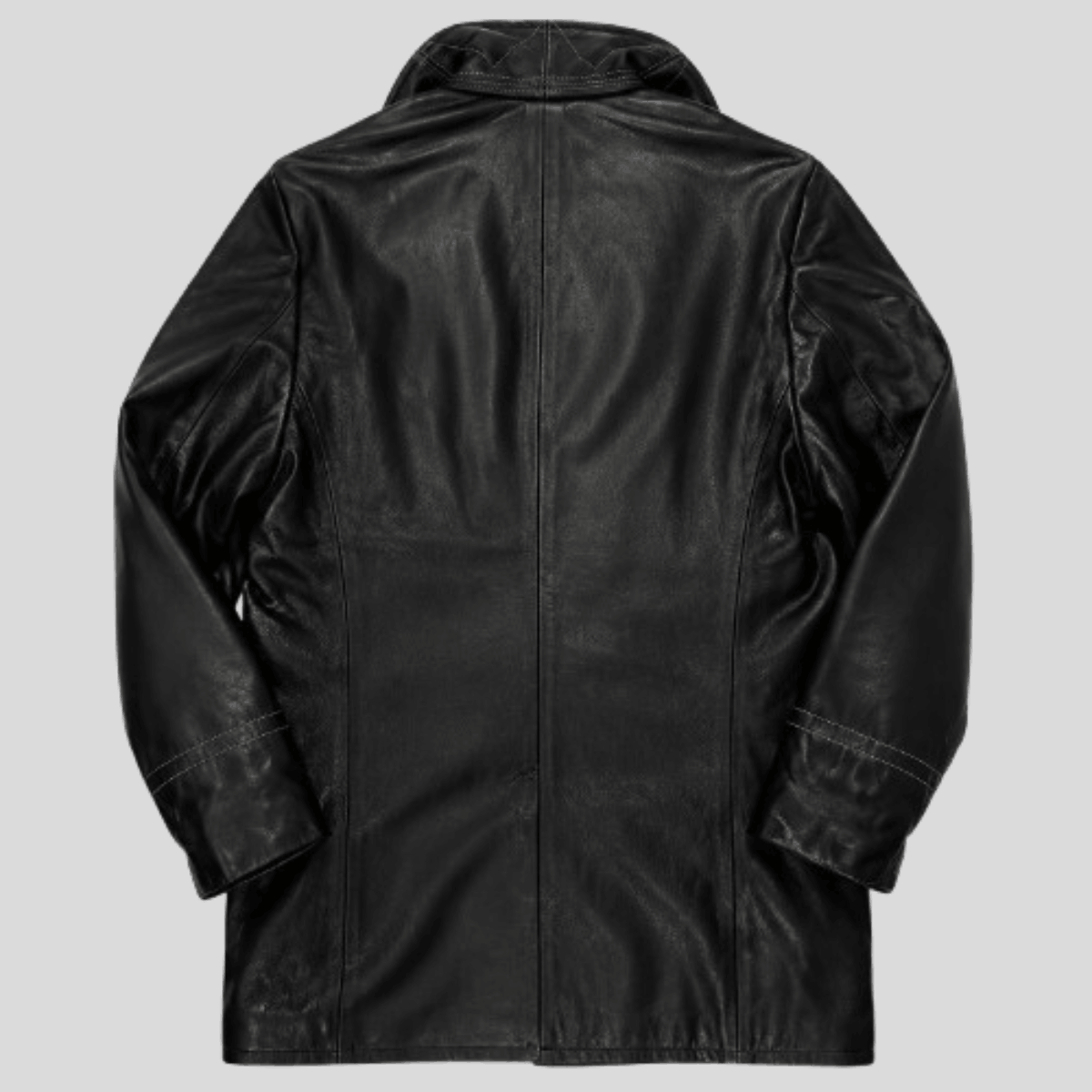 Men's Sheepskin Leather Peacoat Jacket - Image 10