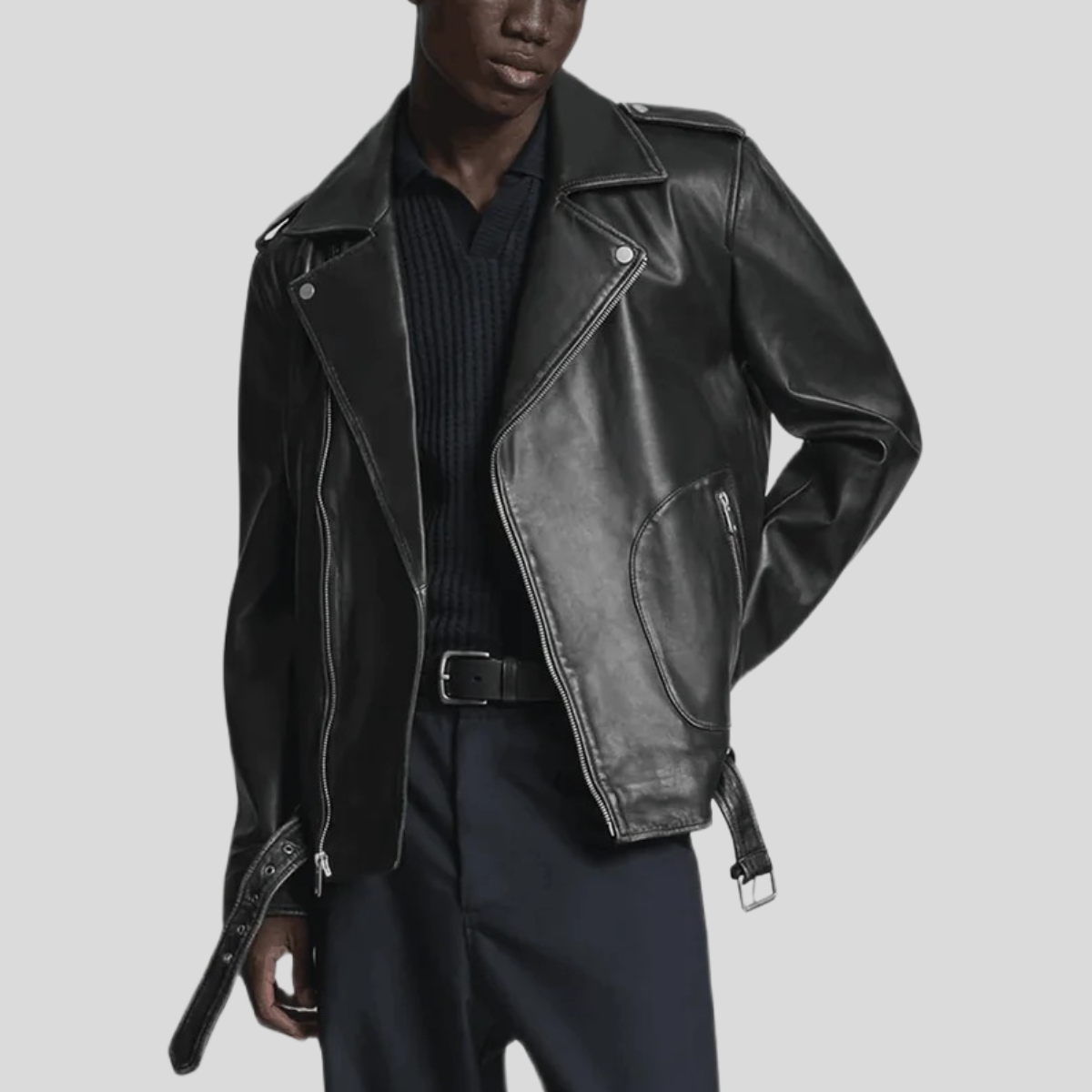 Premium Sheep Leather Moto Jacket - Image 4