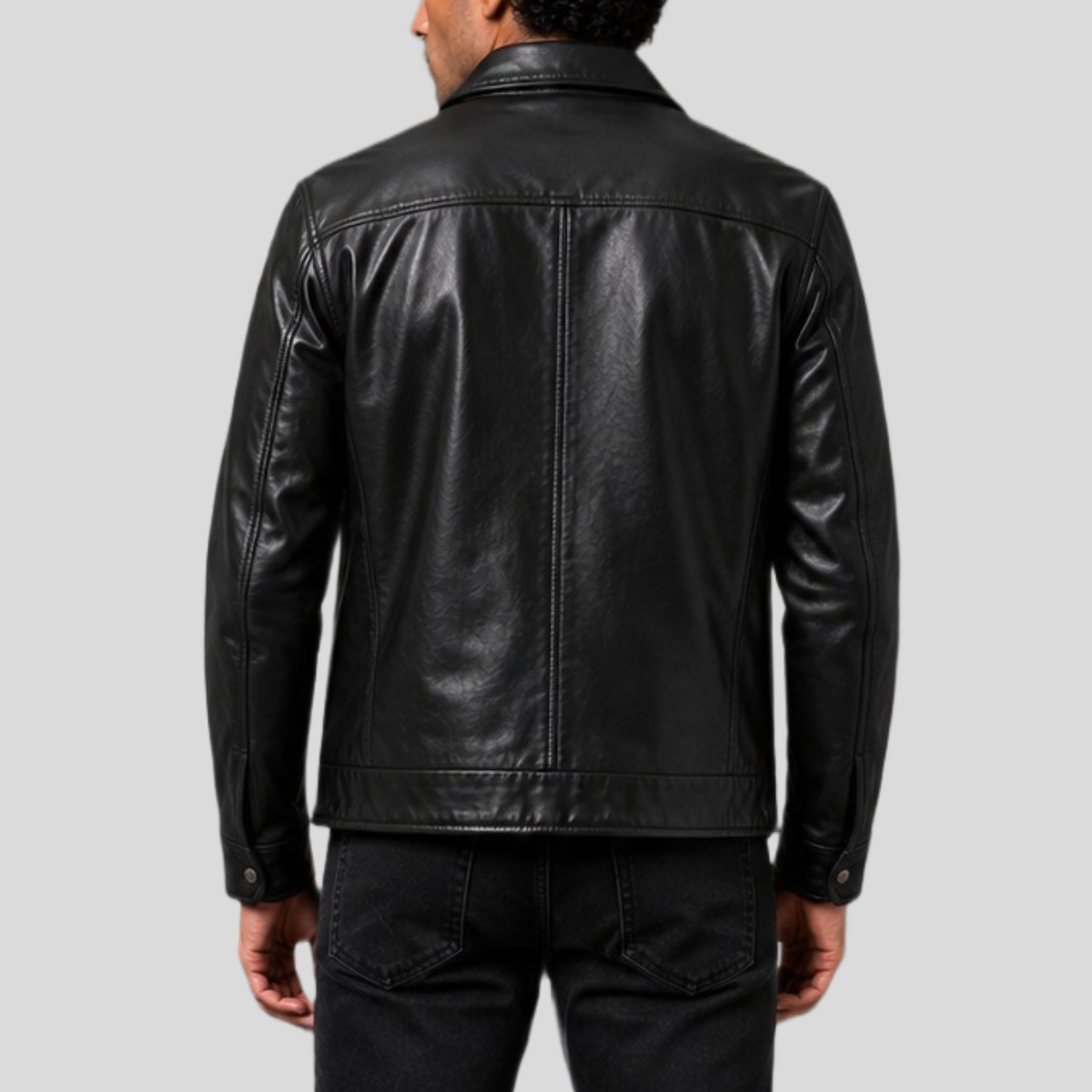 Men's Vintage Sheepskin Leather Motorcycle Jacket - Image 10