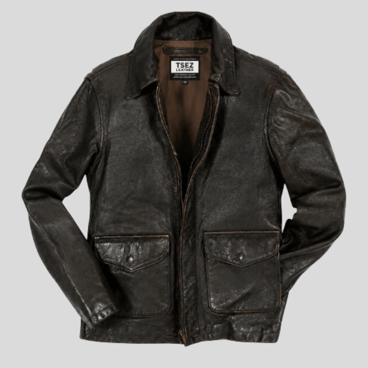 Men's Vintage Sheepskin Leather Workwear Jacket - Image 8