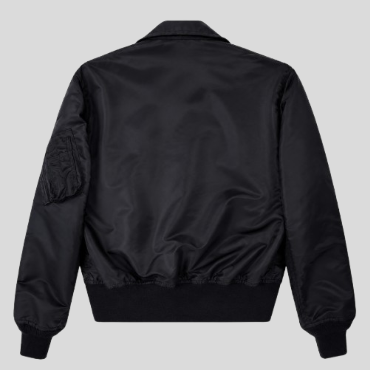 Men's Black Stealth Nylon Flight Bomber Jacket - Image 6