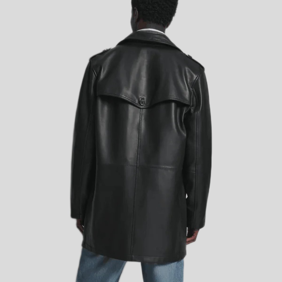 Men's Otto Leather Double-Breasted Short Car Coat - Image 6