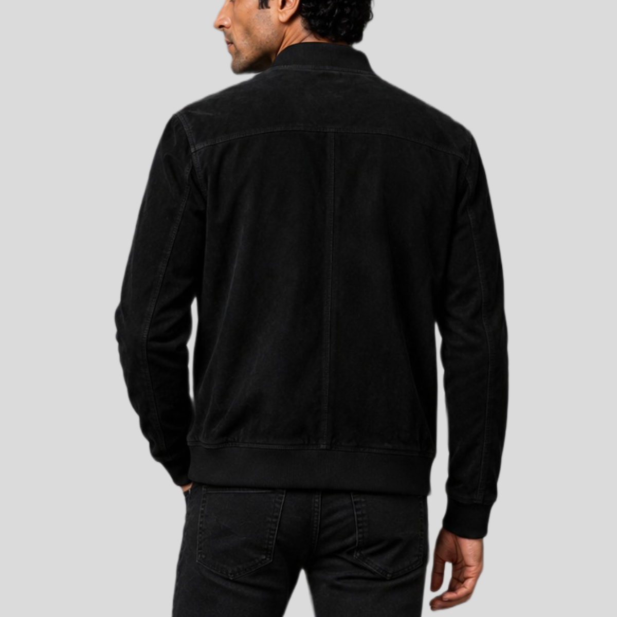 Men's Sheepskin Suede Bomber Jacket - Image 6